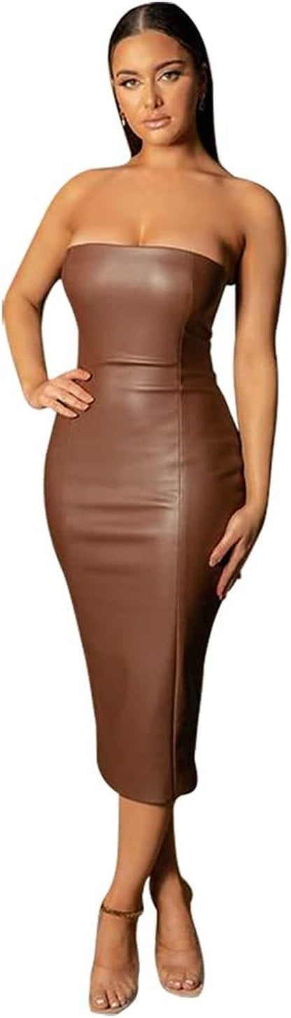 "Turn Heads All Night" Sexy Strapless Tube Top Midi Dress