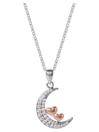 You Take My Heart to the Moon- Pink Gold-Plated Cubic Zirconia Pendant