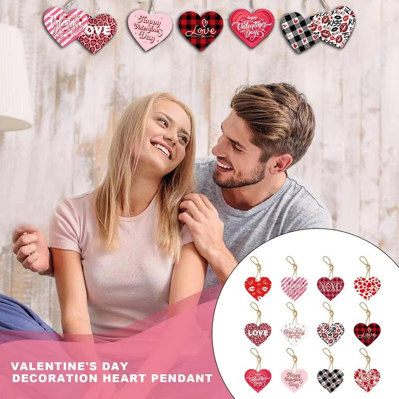 Love, Me Heart-Shaped Pendant Signs with Rope – Perfect for Valentine's Day or as Charming Wall Decorations for Your Home