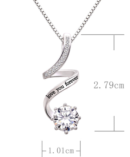 Jewelry Sterling Silver "Love You Forever" Cubic Zirconia Pendant Necklace