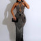 Glamorous Backless Rhinestone Maxi Dress with Mesh Accents - Perfect for Parties and Celebrity Inspired Looks